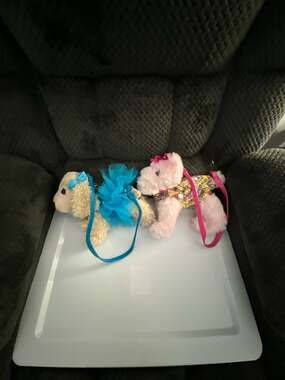 Set of 2 Poochie & Co. Plush Puppy Dog Purses with Tutu and Embellishments